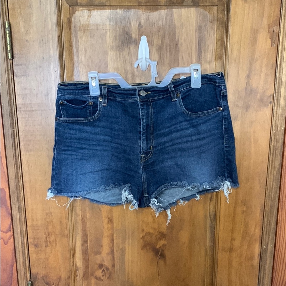 Levi's Blue Jean Shorts with Frayed Hem